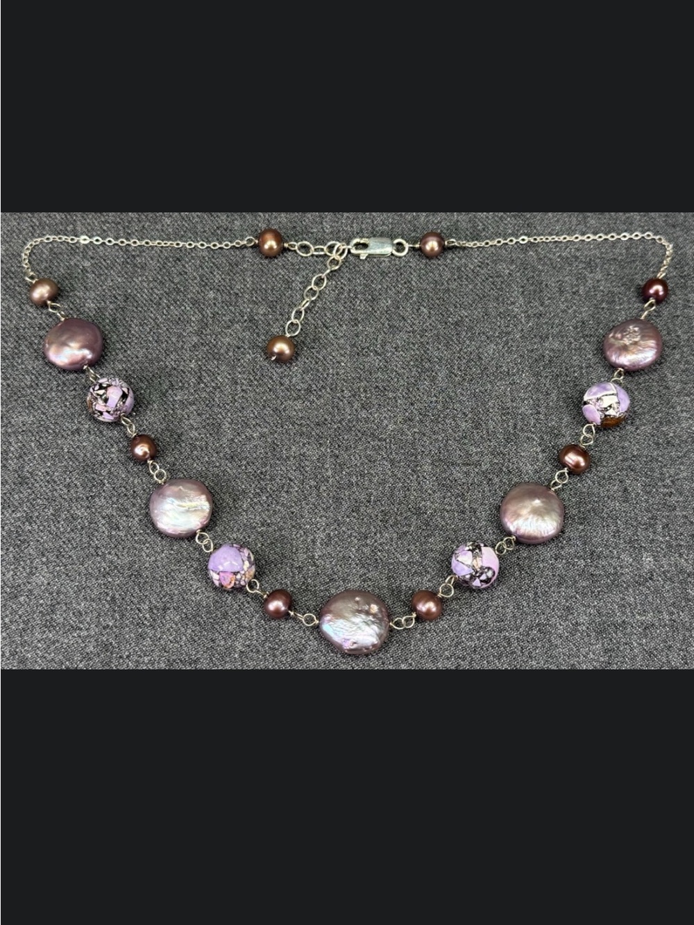 Artisan Crafted Reconstituted Stone, Baroque Pearl Sterling Silver Necklace